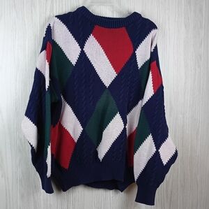 VTG Boston Traders 100% Cotton Knit Sweater large Made in India W/ Flaws.  This